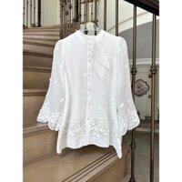 Áo trắng sơ mi cổ 2 lá cao cấp madebythuylinh