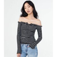 Áo trễ vai bèo ngực sọc ngang VNXK