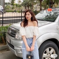 Áo trễ vai croptop tay phồng