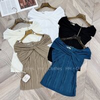 Áo Trễ Vai Đáp Chéo Ngực Hàng Quảng Châu M3040- Lolla_Fashion