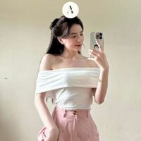 Áo trễ vai kiểu nữ ATOKI chất thun zip co giãn 211_p7k2