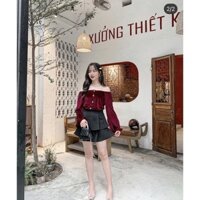 Áo trễ vai nhung đỏ