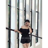 Áo trễ vai tay bồng croptop