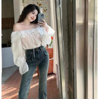 áo trễ vai tay bồng form dài siêu xinh