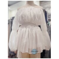 áo trễ vai tay bồng kim tuyến lấp lánh - TAMAS CLOSET