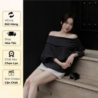 Áo Trễ Vai Tay Dài Họa Tiết Kẻ Phong Cách Dáng Xòe Hàng Quảng Châu Ap171 - TVXQC