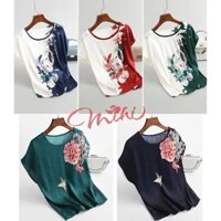 Áo trung niên nữ A59a - Áo kiểu trung tuổi U40 U50 U60 cho mẹ thời trang mùa hè Đẹp sang trọng cao cấp Bigsize Giá Rẻ