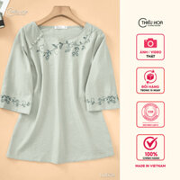 Áo trung niên nữ thiết kế thoáng mát chất liệu Linen Thun thương hiệu Thiều Hoa AN4L0639