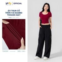 Áo tshirt nữ YODY, áo thun croptop cổ chữ U tôn dáng, trẻ trung, co giãn, thoáng mát - TSN7299