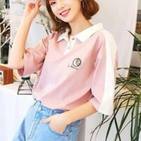 Áo Ulzzang Áo Thun Cổ Bẻ, Áo Thun Nữ Dễ Thương,Áo Nữ Sinh, Áo Nữ Đẹp, Áo Nữ Giá Rẻ,Áo Độc, Áo Thun Cổ Bẻ - hong chu