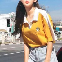 Áo Ulzzang Áo Thun Cổ Bẻ, Áo Thun Nữ Dễ Thương,Áo Nữ Sinh, Áo Nữ Đẹp, Áo Nữ Giá Rẻ,Áo Độc, Áo Thun Cổ Bẻ - Trắng 1