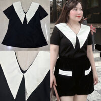 Áo Umi cổ V nhọn bản to kèm tag thanh lịch cho các nàng chuppy