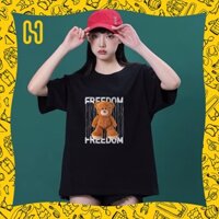 Áo Unisex form rộng họa thiết gấu FREEDOM - Hieu Clongthing