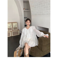 Áo váy  babydoll trắng from rộng cute