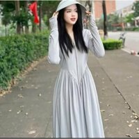 Áo váy chống nắng 2 lớp dáng xoè, AOVAYXOE chất thun lạnh dáng ôm mát ASOKI STORE