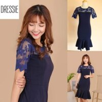 Áo Váy Đầm Ôm Body DRESSIE Đuôi Cá Công Sở Dạo Phố Dự Tiệc Thời Trang Nữ Xinh Xắn Phối Ren - DB71 (Xanh) IVY