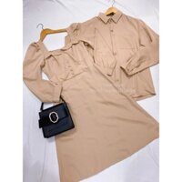 Áo váy đôi Vintage chụp ảnh cưới màu nude nhạt Forever Couple