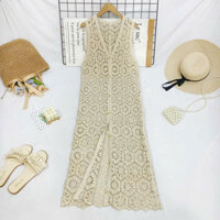 áo - váy - khoác ren lưới hoạ tiết hình lục giác (02#) (dài ~115cm)