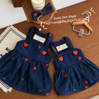 Áo váy vải denim cho chó mèo (ko kèm kẹp tóc)
