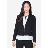 Áo vest 2 lớp tay dài gạo đen thân trước súp 2 bên túi 1 cơi cài móc The One Fashion AVB056DE