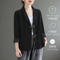 Áo vest- Áo blazer nữ công sở chất liệu nhung tăm dày dặn, 2 túi trước siêu xinh CS05 - Đen - XXL