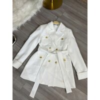 Áo vest - blazer HINSTORE79  áo blazer dáng suông 2 lớp form dài có thắt đai tay lật vải dạ gạo 271