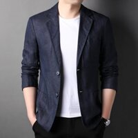Áo vest Blazer Linen nam ,thời trang phong cách trẻ trung ARCTIC HUNTER AH06 - Xanh đen - L
