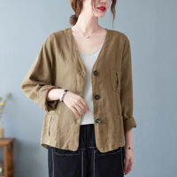 Áo vest Blazer Linen nữ dài tay, chất vải linen mềm mại, thời trang công sở ARCTIC HUNTER AH07 - NÂU - M