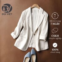 Áo vest blazer linen nữ ve vuông tay lỡ trẻ trung, chất linen mềm phong cách công sở Đũi Việt