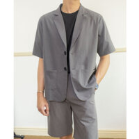 Áo vest blazer nam tay ngắn VÂU màu xám truyền thống áo khoác công sở trẻ trung 1 lớp phong cách Hàn Quốc