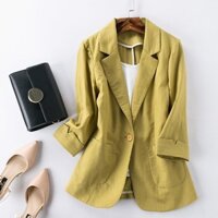 Áo vest blazer nữ Linen bột Premium tay lỡ sắn, form dáng chuẩn trẻ trung sang trọng.