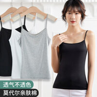 Áo vest camisole nữ mùa hè 2024, áo khoác đa năng, sexy, ôm sát, modal đen trắng cho phụ nữ