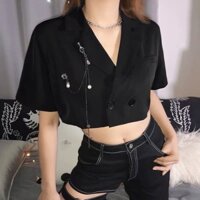 ÁO VEST CROPTOP 2 LỚP TAY NGẮN CỰC TRENDING (BB2)🕷