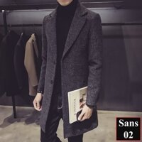 ÁO VEST DẠ NAM DÁNG DÀI HÀN QUỐC ĐEN XÁM (size 2XL dành cho nam từ 68-74kg).