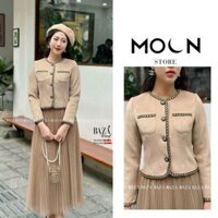 Áo vest dạ nữ công sở chất dạ lông cừu hàn cao cấp thiết dài tay bo viền TBVE688 BAZA