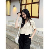 Áo vest dáng lửng HINSTORE áo khoác vest cộc tay cúc bọc hàng 1 lớp đứng dáng 199