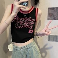 Áo Vest đáy trắng phù hợp cho nữ mùa hè Slim-fit Áo khoác ngoài không tay Top dệt kim Sli