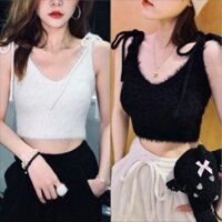 Áo Vest Dệt Kim Gợi Cảm Gợi Cảm Cô Gái Cay Nữ Đi Vai Crop Tank Tops Camisoles