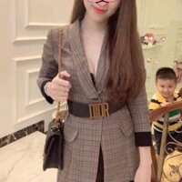 Áo vest kẻ dáng lỡ