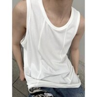 [Áo Vest Không Tay] Áo Vest Sọc Gân Cao Cấp Dành Cho Nam, Phong Cách Hàn Quốc Mùa Hè, Áo Thể Thao Có Họa Tiết, Áo T-Shirt Không Tay Rộng