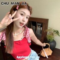 Áo Vest không tay thêu ren kẻ sọc thêu Hot Girl