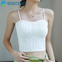 Áo Vest mỏng LUNAEDGE, không tay có miếng đệm ngực Áo yếm nữ, kiểu dáng ngắn thông thường Họa tiết gợn nước Sensation Backless Tank Top Xuân Hè