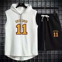 Áo vest nam Irving James Kobe, áo tập bóng rổ mùa hè có mũ, không tay, bộ thể thao thường ngày