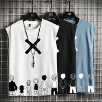 Áo vest nam không tay in họa tiết áo thể thao dáng rộng đẹp trai trẻ trung cổ tròn phong cách Mỹ