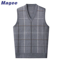 Áo Vest Nam Magee Xuân Thu Mỏng Đan Cardigan Áo Len Không Tay Cho Người Cao Tuổi