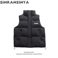 Áo vest nam mới phiên bản Hàn Quốc cổ điển giản dị in chữ cao cấp thiết kế cổ đứng cho các đối tác lãng mạn áo không tay thời trang