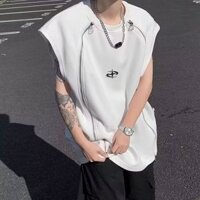 Áo Vest Nam Mùa Hè 2024 Phong Cách Mới Dây Kéo Thiết Kế Kim Loại Cảm Giác Mỹ Nặng Thương Hiệu Thời Trang Rời Áo Thun Không Tay Thường Ngày