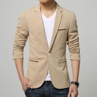 Áo Vest Nam Viền Nâu Xẻ Tà