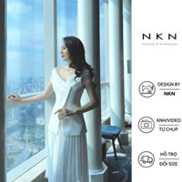 Áo vest nữ, áo trễ vai NKN Julia màu trắng, thiết kế ôm tôn dáng và phối lưới vai, chất liệu cao cấp