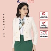 ao vest nu cong so 4 cúc croptop 1 lớp thời trang cao cấp Uk Fashion UKAK2210002 - Kem - S